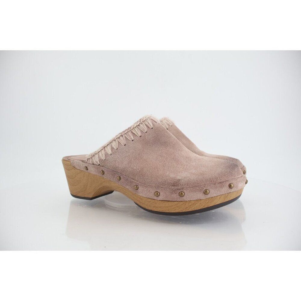 Antelope Hedy Whipstitch Clog Women Size 40 9 Taupe Tan Studded Wooden Mule